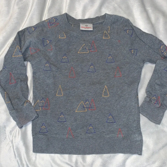 Hanna andersson gray triangle sweatshirt crewcuts knit rainbow knit size 110 4-5 - Picture 5 of 8